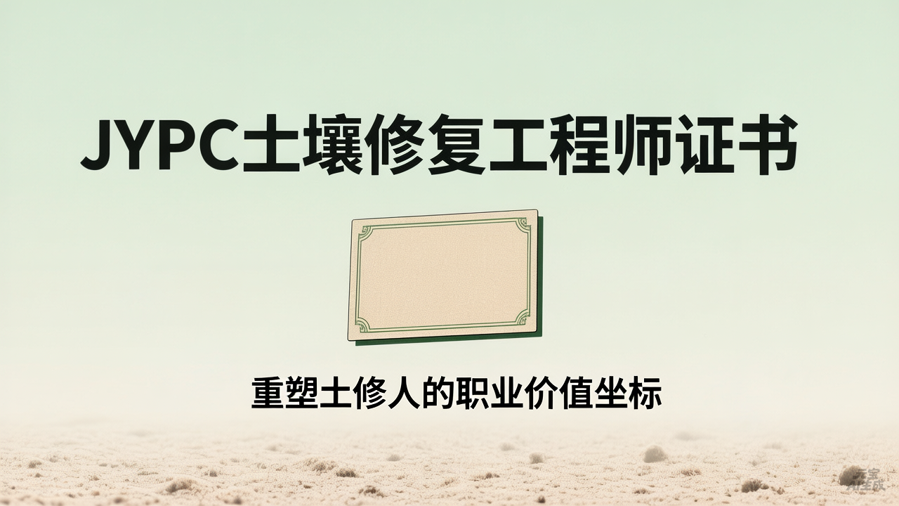 从场地清道夫到大地生态架构师：JYPC土壤修复工程师证书，重塑土修人的职业价值坐标
