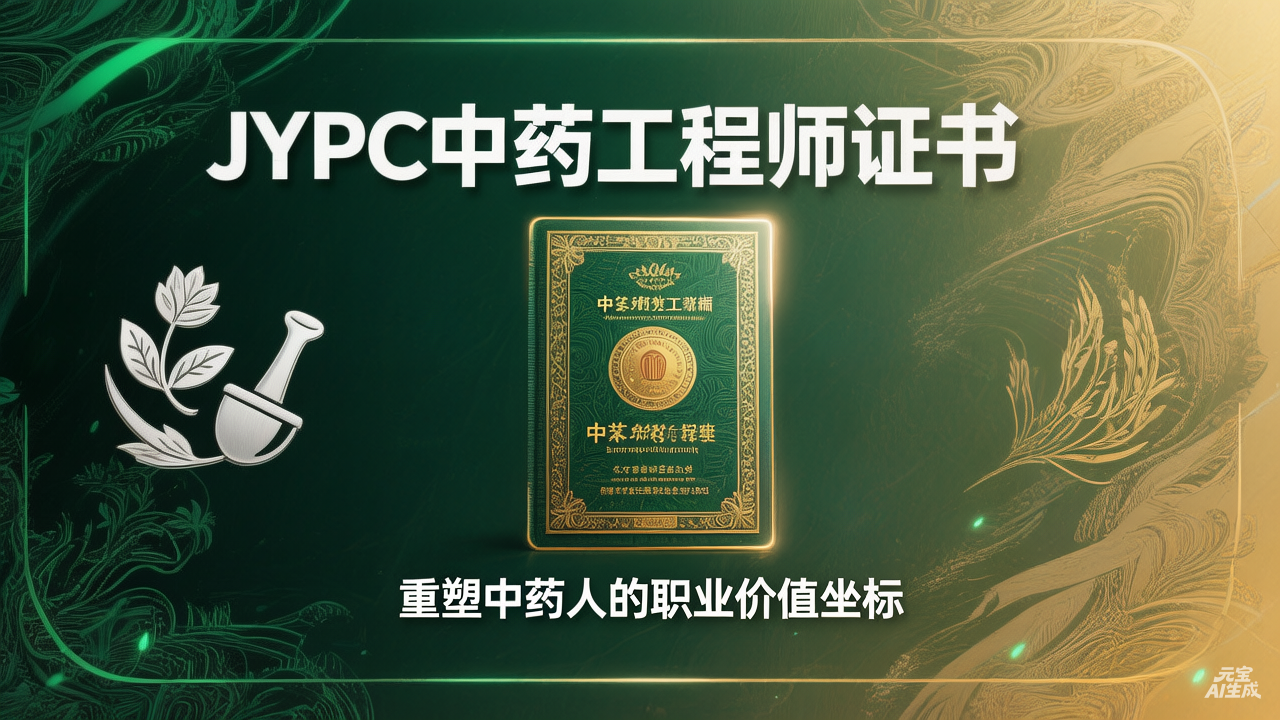 从药材调剂师到本草价值架构师：JYPC中药工程师证书，重塑中药人的职业价值坐标